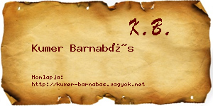 Kumer Barnabás névjegykártya